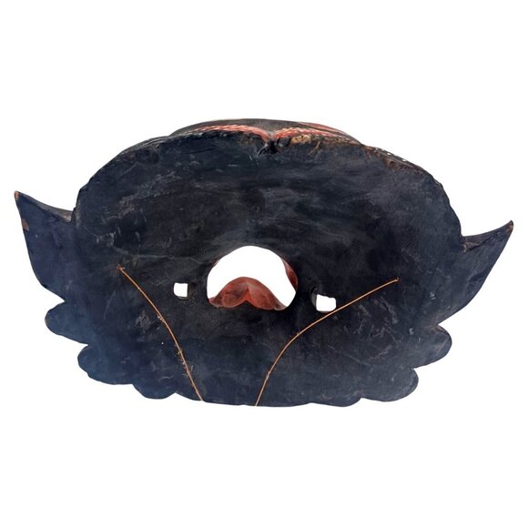 Hand-Carved Balinese Wooden Barong Mask With Intricate Details & Gold Accents Vi - Picture 9 of 9